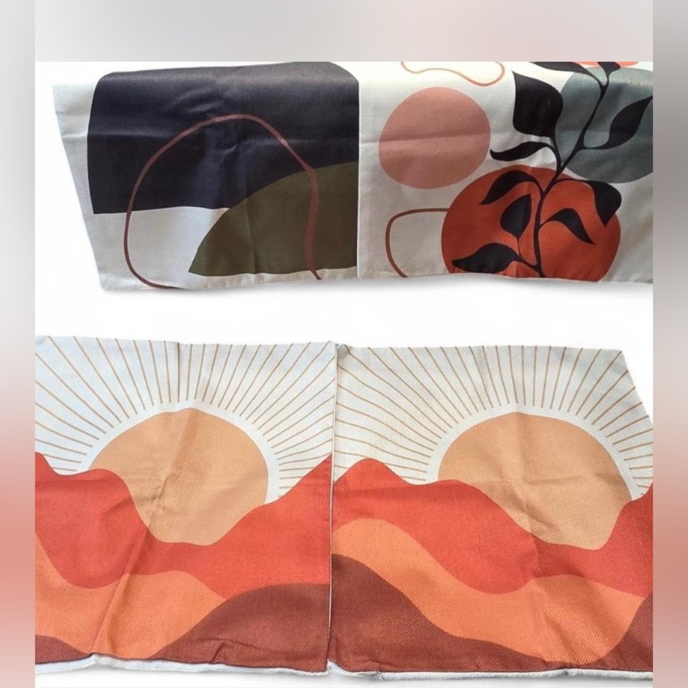 Set 4 Square Zippered Pillow Covers Different Patterns Never Used